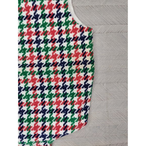 Vintage Bubble Romper Houndstooth Plaid Apple Applique Red Green Blue Boy Girl - Picture 7 of 7